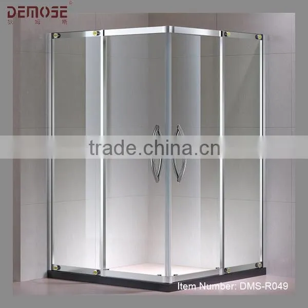 double door shower stall with stainless steel frame