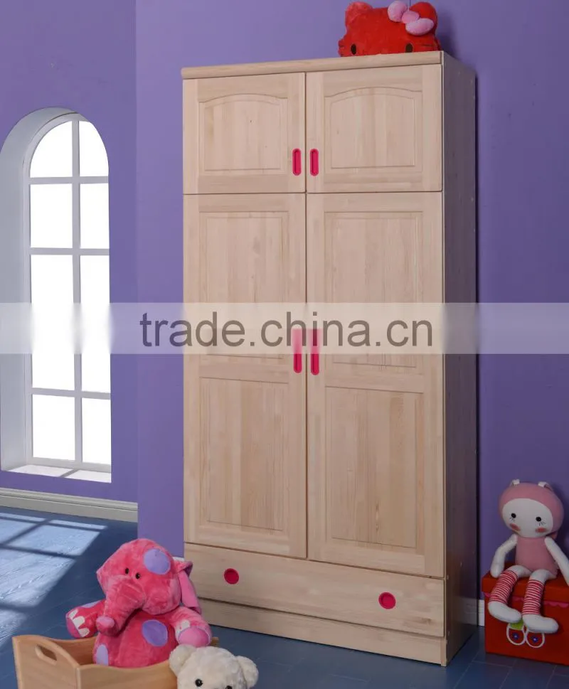 Girl Modern Bedroom Furniture in Pine Wood, Natural Color