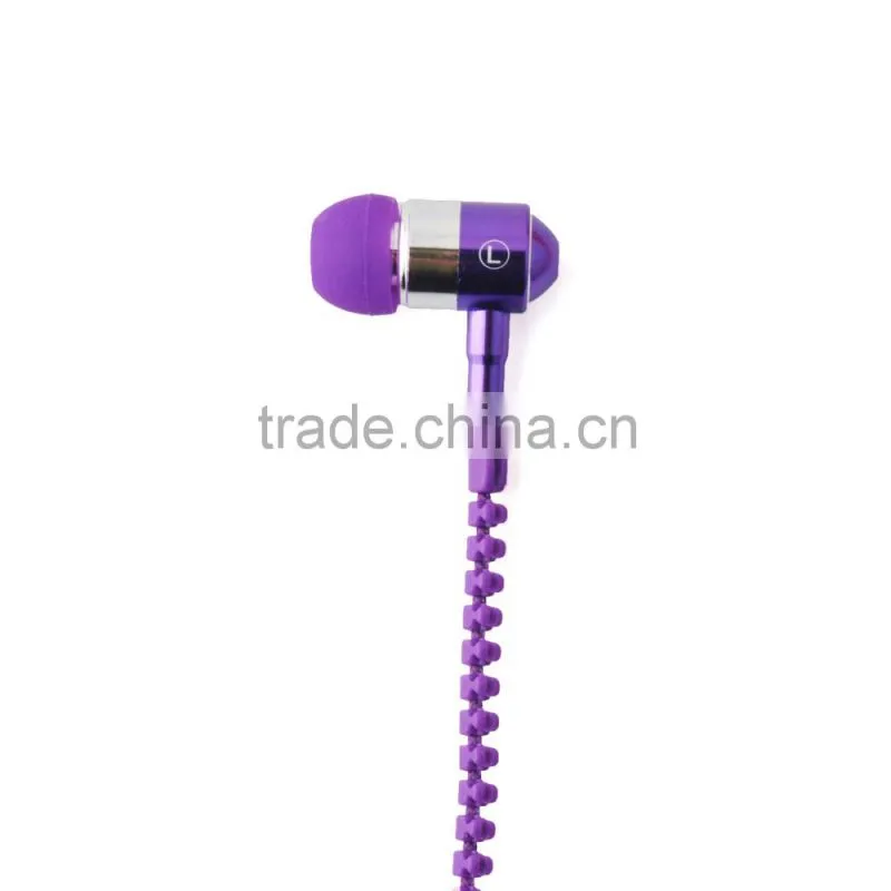 stereo good quality stereo zip metal earphones