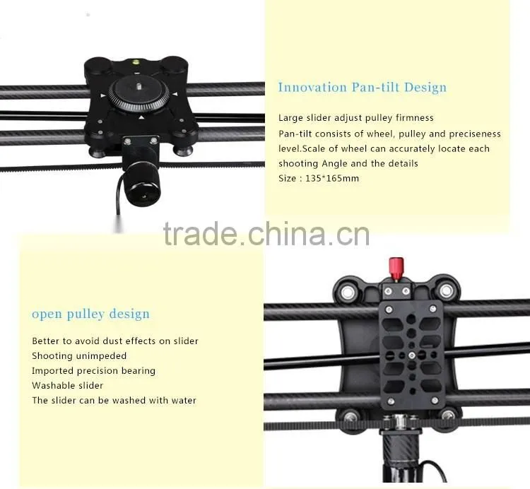 The cheapest manufuctured with powerful function camera motorized 120cm carbon fiber camera slider with time lapse function