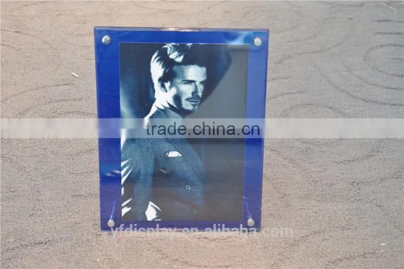Blue Acrylic Photo Frame with Metal Support