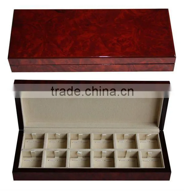 wholesale matt ebony finish 18 pair wooden cufflink case