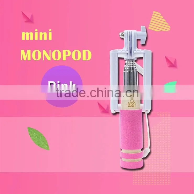 Mini Handheld Wired Remote Phone Selfie Stick Monopod Extendable For Android IOS