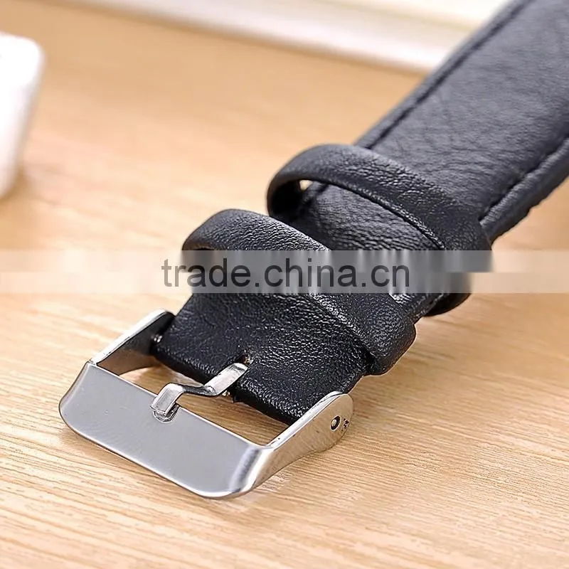 Low MOQ Black Leather Strap Buckcle Quartz Watch