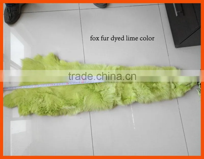 Fox fur skins dyed in different colors