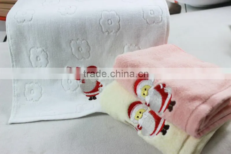 Hot sell many design for various holiday towel, Complete set of solid color velour cotton embroidery towel,Christmas Gift towels