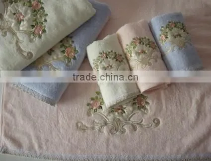 100% cotton luxury decorative border cotton bath towel