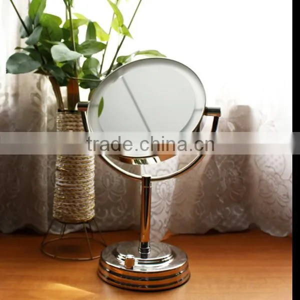 metal compact mirror with lights, free standing table mirror, metal framed mirror, standing rotating mirror, vanity metal mirror