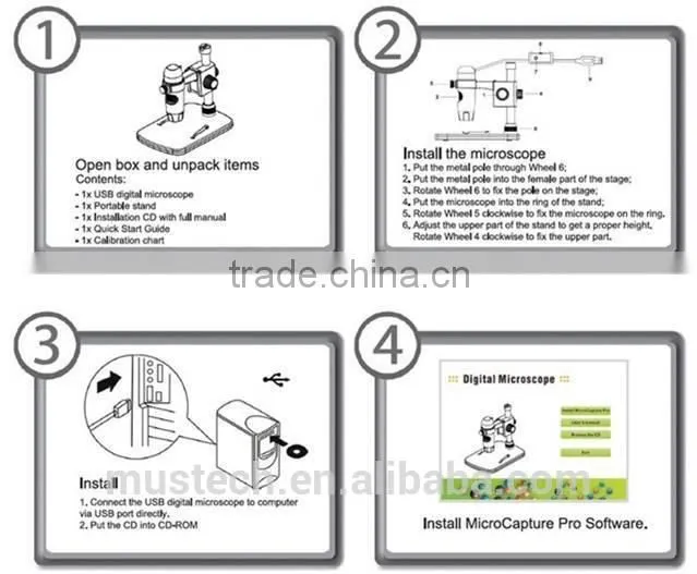 5MP 300X Portable USB Digital Microscope with measurement function compatible with Windows 10 and Mac