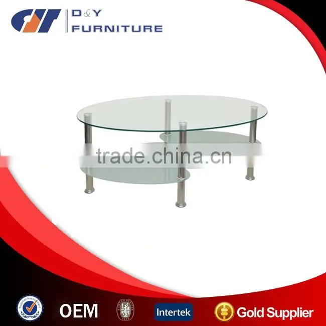 Tempered Glass Coffee Table with Stainless Steel Tube