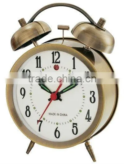 3.5 inches metal case mechanical alarm clock