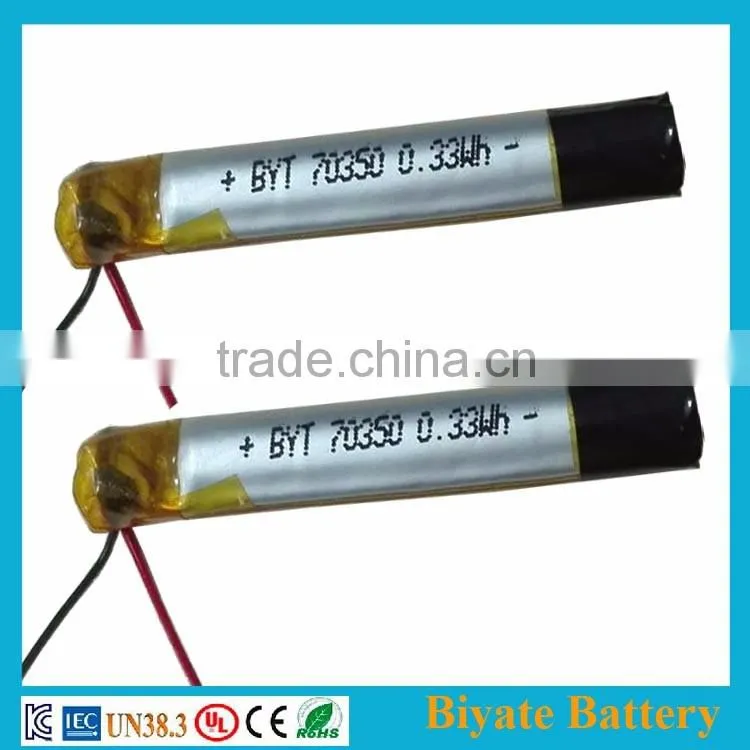 Customized 3.7v 70350 90mAh round lithium polymer battery for ecig