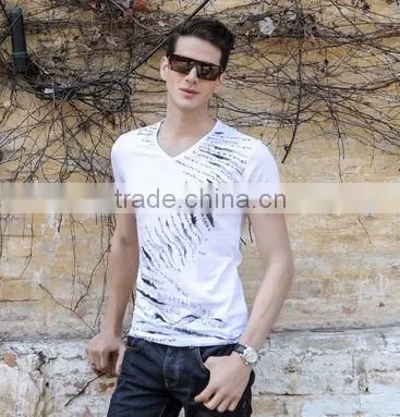 Fashion Summer Printed V-neck Men's T Shirt Design
