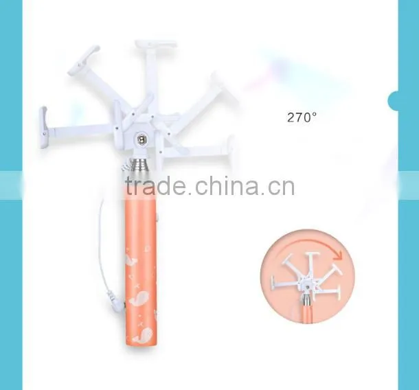 Cute Printing Foaming Handle Sefie Stick Travalling Portable Monopod selfie stick