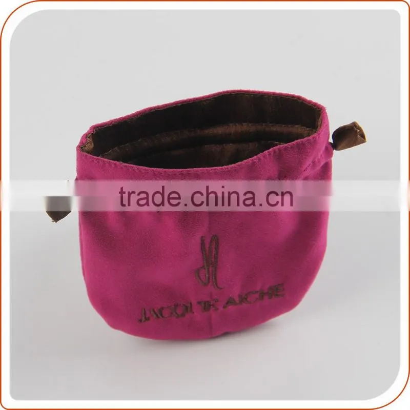 double drawstring pouch with custom printed logo small jewellery bag