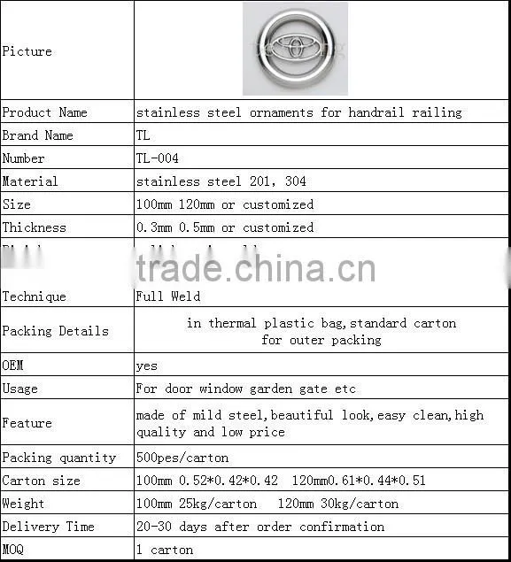 stainless steel ornaments for handrail railing