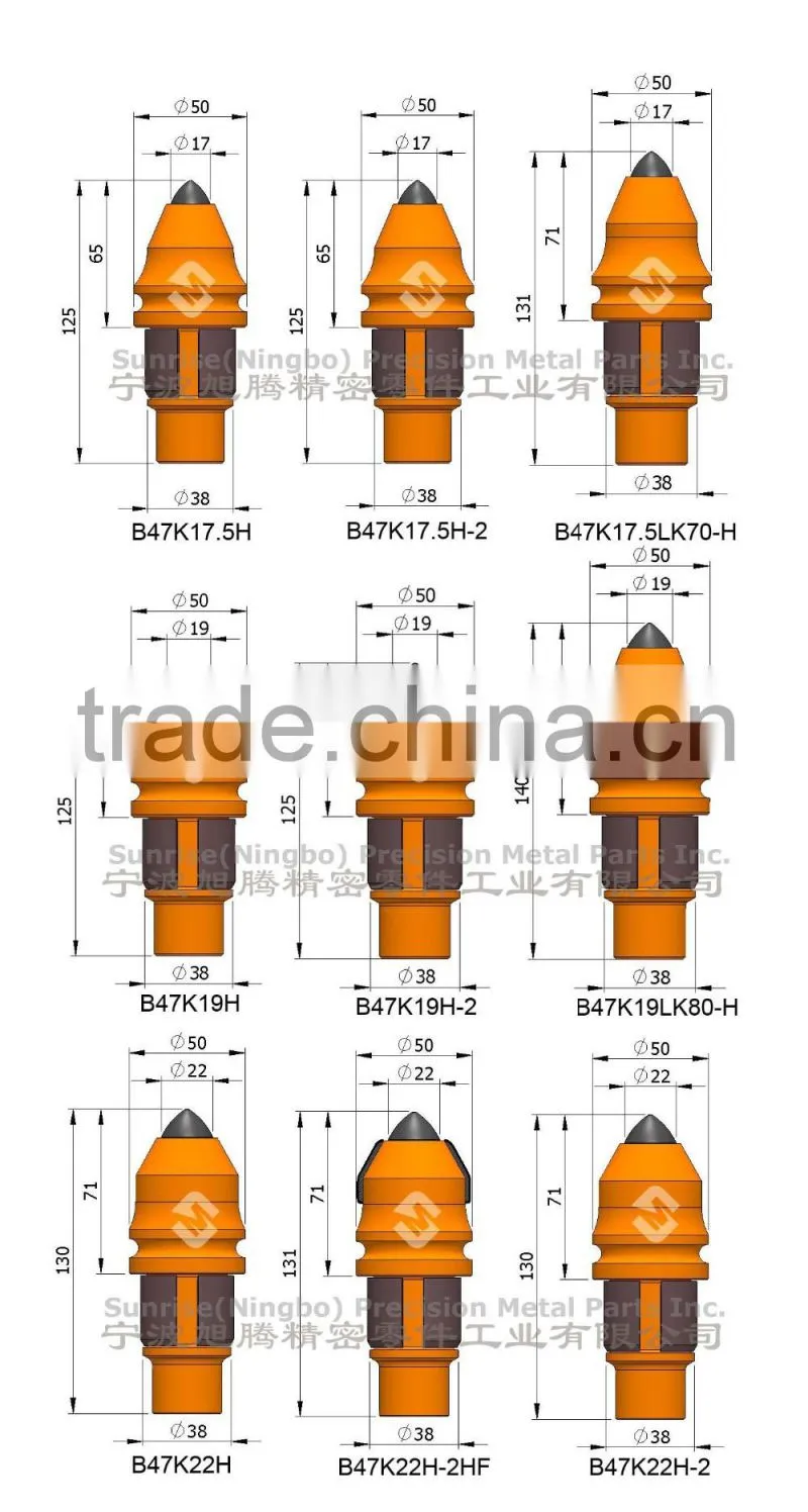 Foundation tungsten carbide tipped rotary tool betek pick round shank cutters auger bits