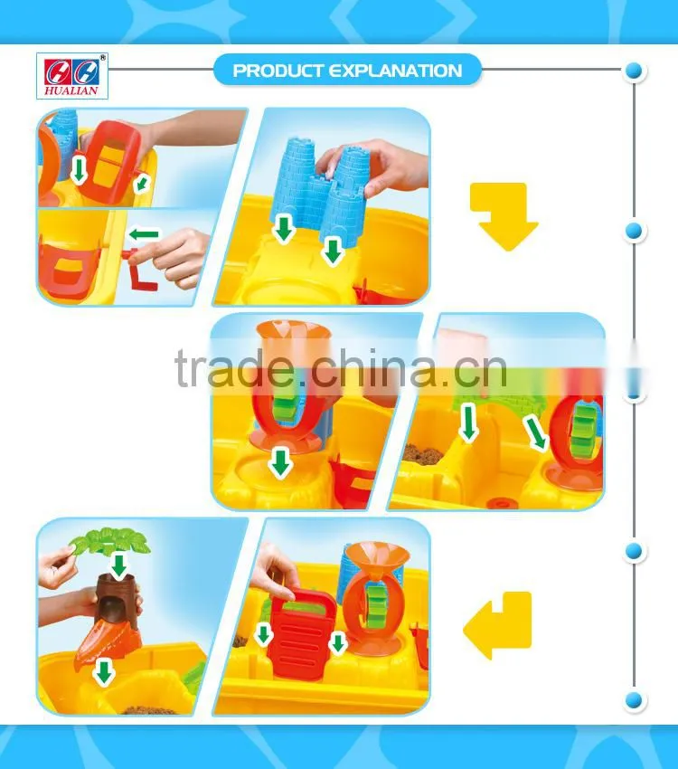 2015 Hot selling Beach Table Natural Sandbox With Plastic Beach Tool Set