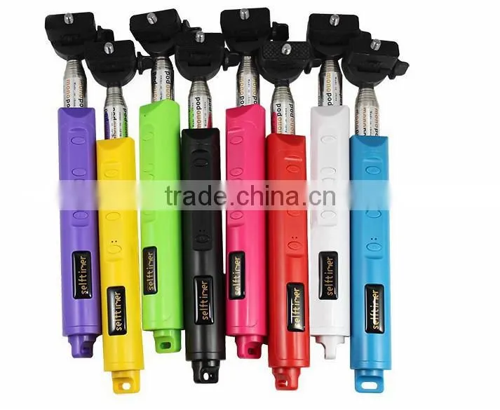 wholesale wired monopod selfie stick headphone cable control