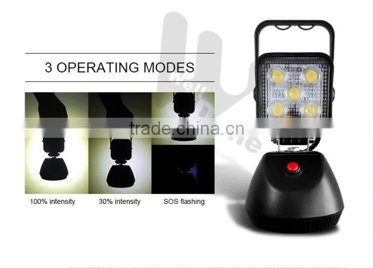 3.7" 15W battery DC or car charge portable brightnees adjustable rechargeable magent inspection camping LED work light