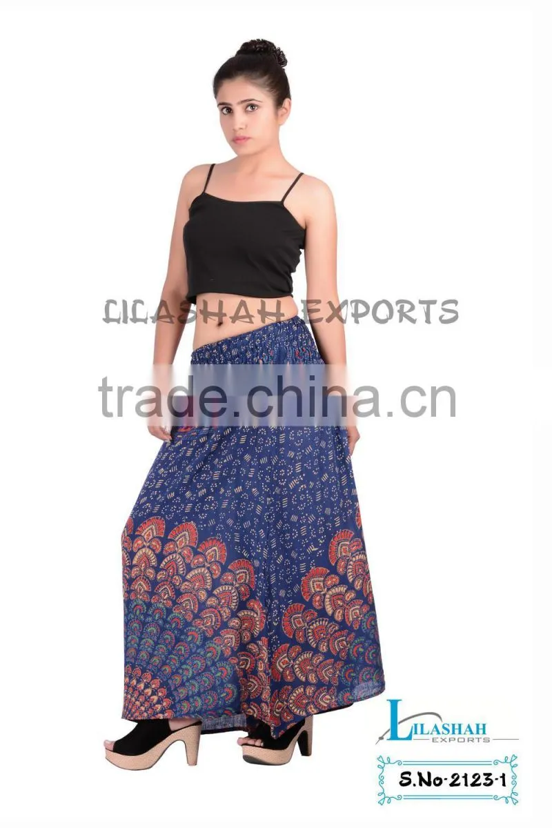 2123 Rayon Mandala Printed Long Skirt Rayon Block Printed Skirt Garments ladies fashion skirts woman skirt suit skirts
