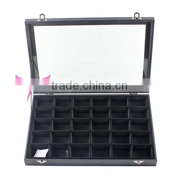 30 cell glass lid luxury nail art decoration display /jewelly storage box