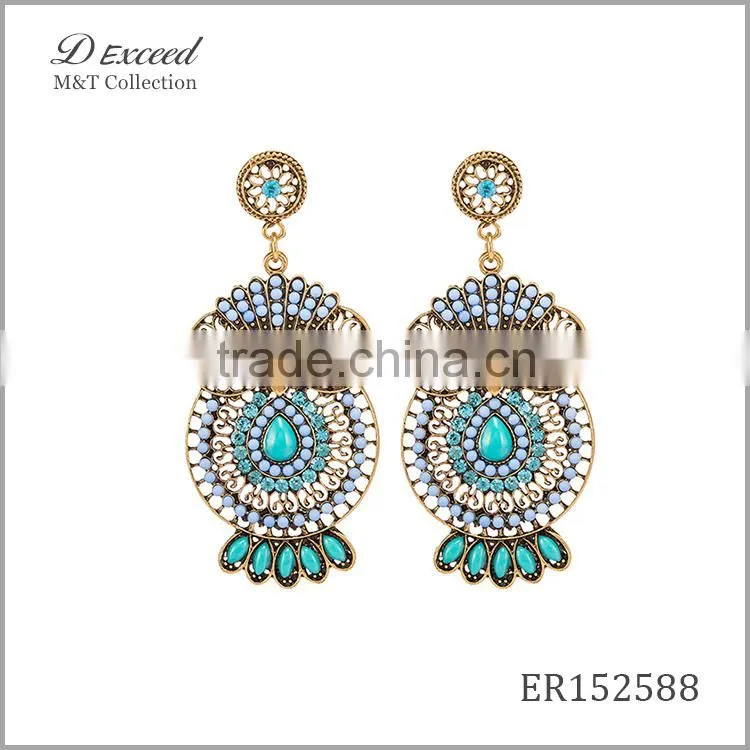 Wholesale Jewelry New Designs Ladies/Women's Ethnic Resin Beaded Earrings Owl Gold/Silver Plating Drop Earrings