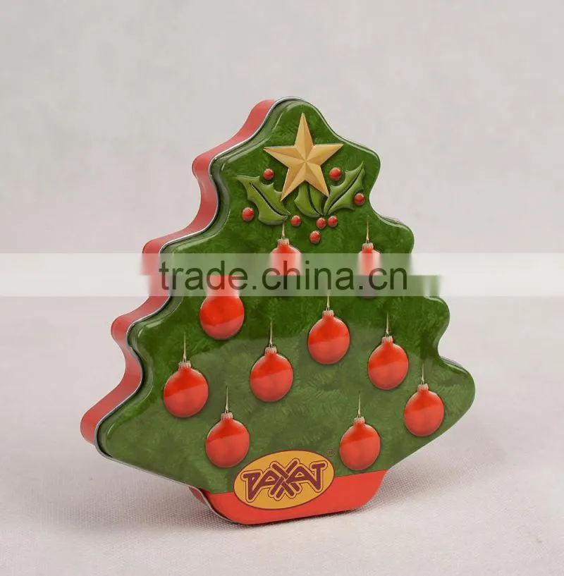 Christmas Tree Tin Gift Containers Wholesale