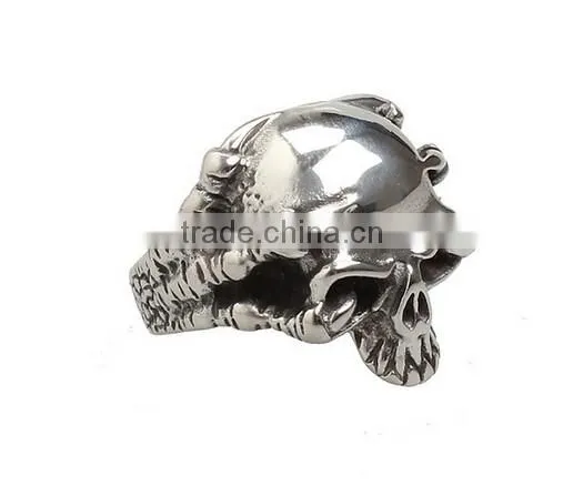 Stainless Steel Titanium Silver Men's Skull Men Cool Biker Punk Ring Retro