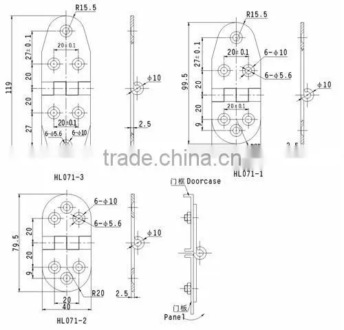 Stainless steel screw - on hingeHL071