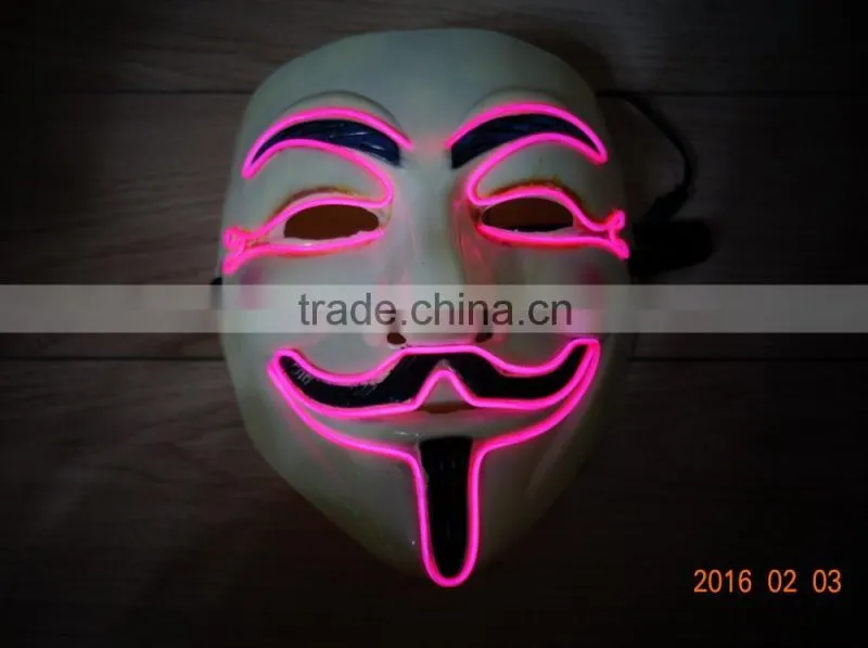 EL WIRE V for Vendetta Mask Party Mask / EL light halloween mask / EL wire V For Vendetta Mask