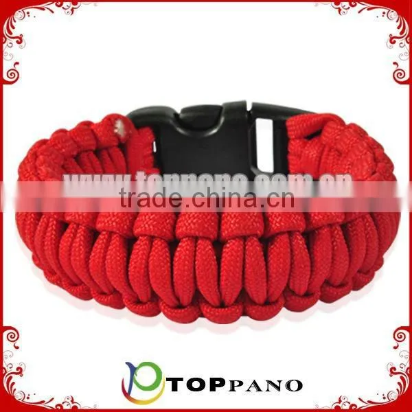 Top selling fashion promotional survival design red color paracord survival bracelet wholesale for girls