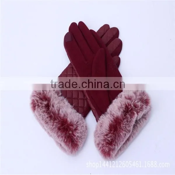 PU Leather Hand Gloves/Mitten With Far