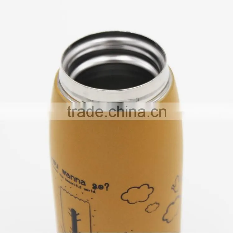 wide mouth stainless steel thermos water bottle / vacuum bottle with lid