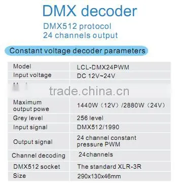 Ledcolourlight factory wholesale DMX 24CH LED decoder PWM decoder