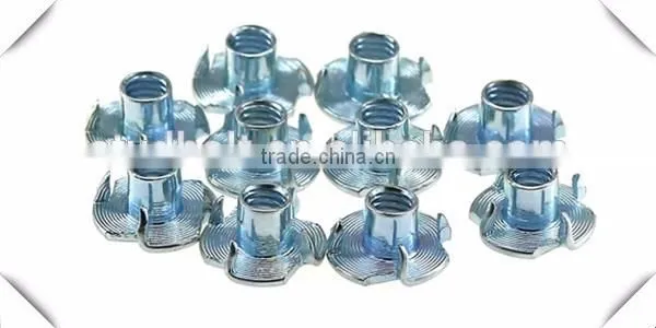 M6 Steel Cold Forged 4 Prongs Tee / T Furniture Locking Nuts