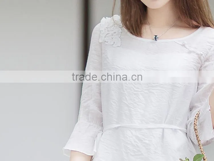 Chinese wind restoring ancient ways is pure color shirt