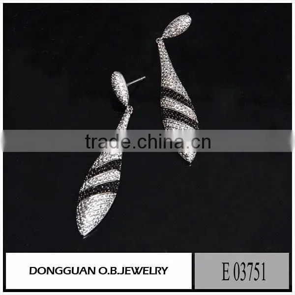 seoul stone jewelry cubic zirconia earrings gold and rhodium plated cheap earring