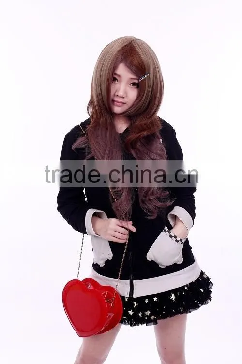 Fashion style zipper synthetic long hair wigs