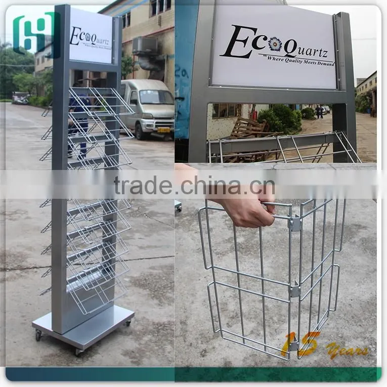 wholesale metal white proof ceramic tile accessories display stand with wheels HSX-S0346
