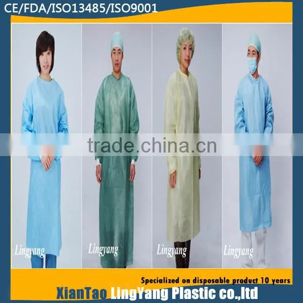 Disposable yellow surgical gowns 100% polypropylene