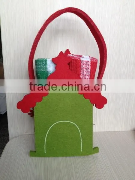 Christmas felt bags with dish towel set rolled inside