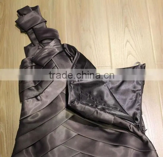 cheap one-shoulder satin gray short cocktail dresses designer style formal evening dress