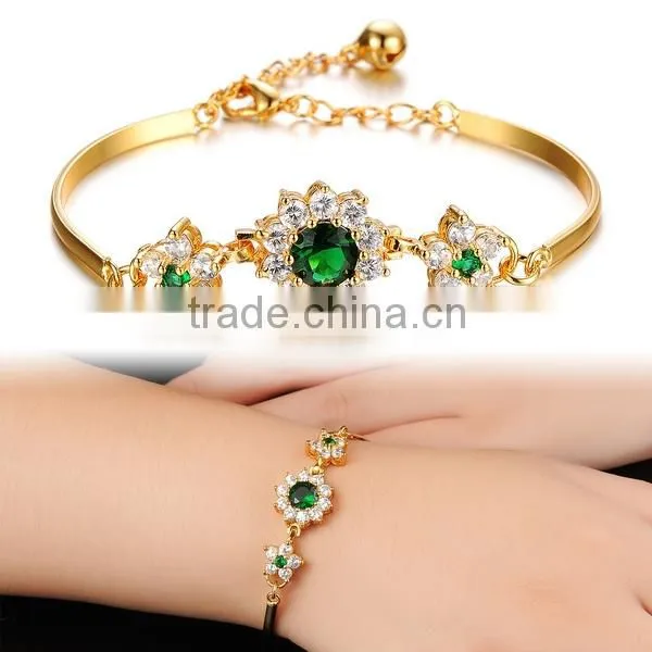 Luxury Gold Plated Alloy Zircon Wedding Bracelet For Women