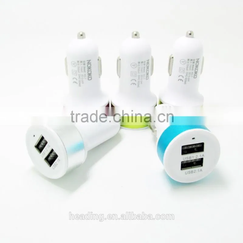 Factory wholesale 12V 2A/1A car charger both for Iphone and Andorid phone