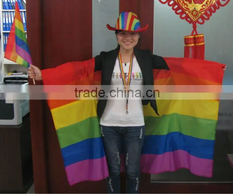 Gay Pride Rainbow hand held waving stick flag
