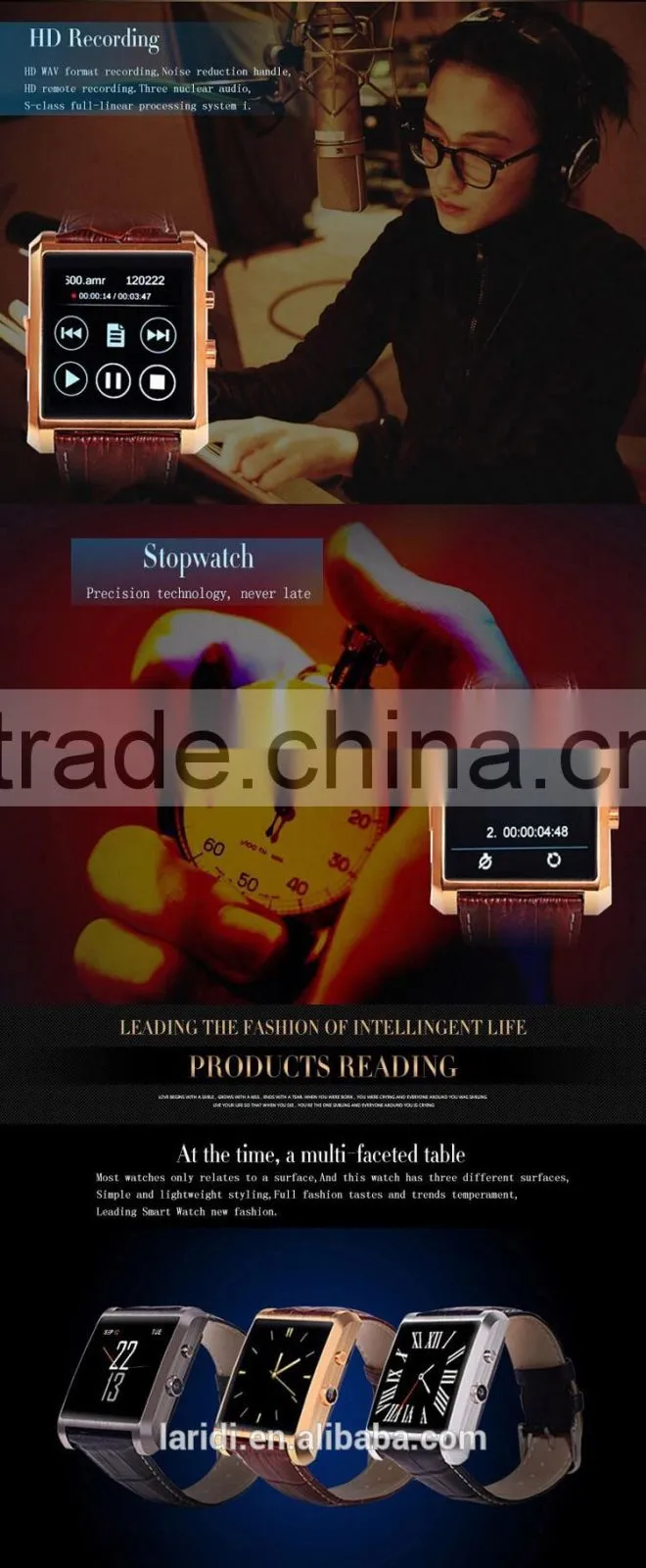 2015 New bluetooth 4.0 DM08 smart watch with heart rate monitor for many cellphone with android and ios