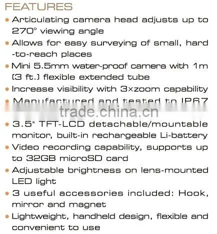 Flexible Video Borescope/Digital Fiberscope / Portable Endoscope Camera
