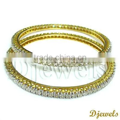 Diamond Studded Gold Bangles, 14 K Gold Diamond Bangles, Jewellery