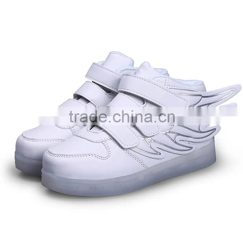 China 8 years factory led light up kids shoes led sneakers for kids wing shoes for boys girls promotion
